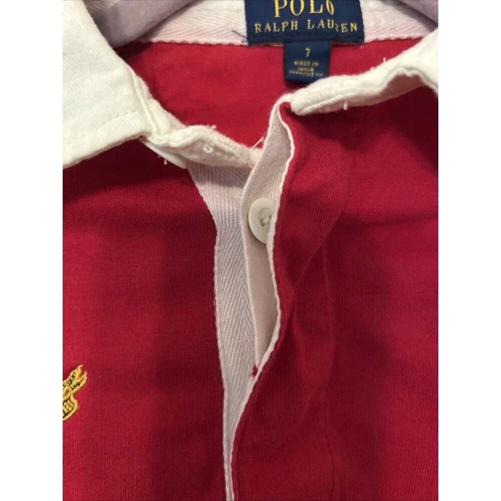 Kids Ralph Lauren Big Pony Polo Red Long Slleeve Size 7
